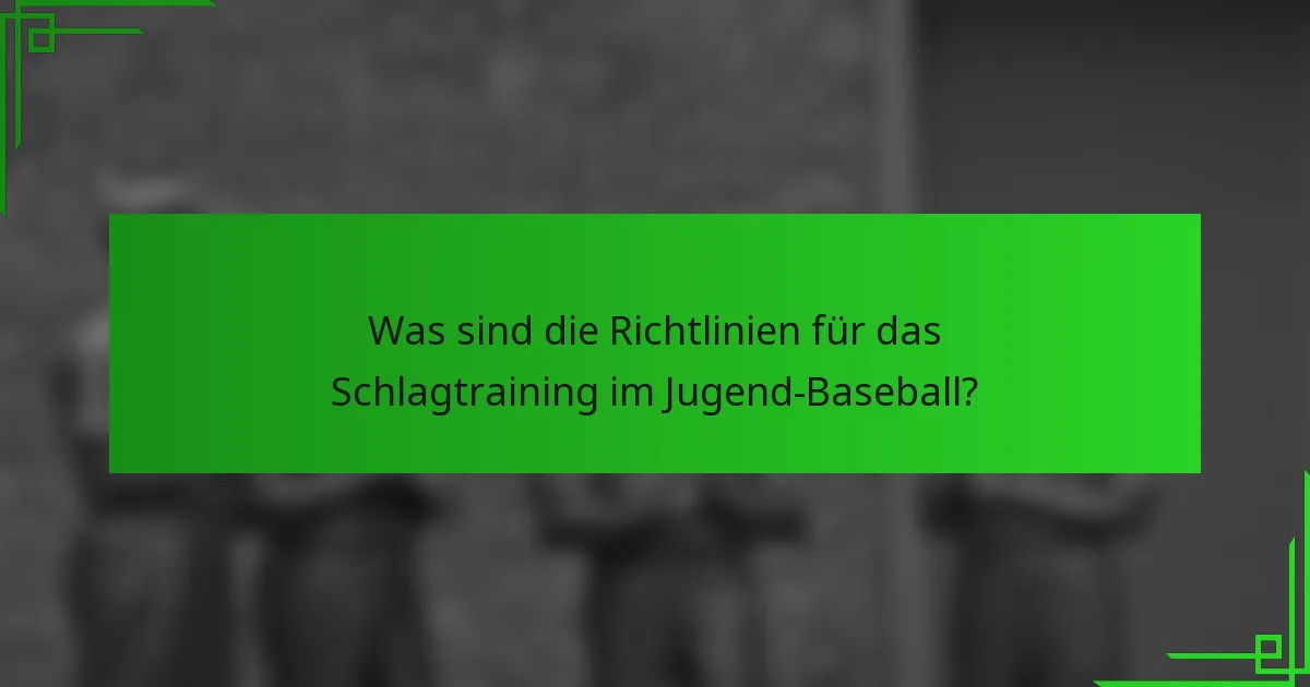 Was sind die Richtlinien für das Schlagtraining im Jugend-Baseball?