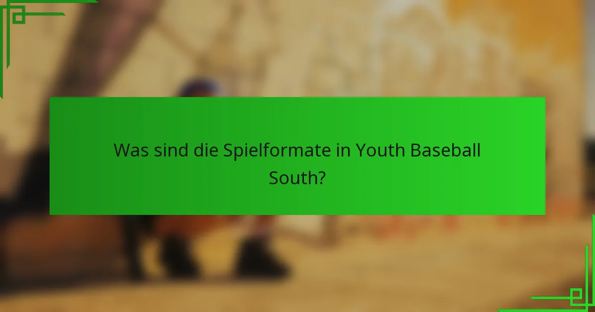 Was sind die Spielformate in Youth Baseball South?