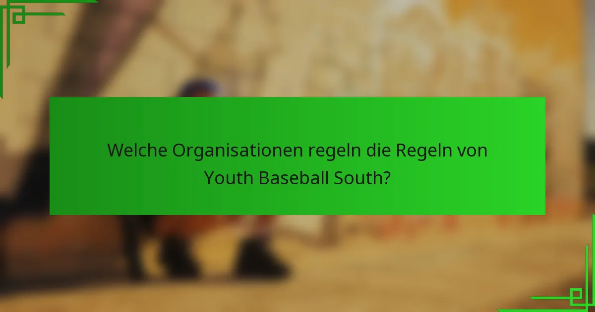 Welche Organisationen regeln die Regeln von Youth Baseball South?