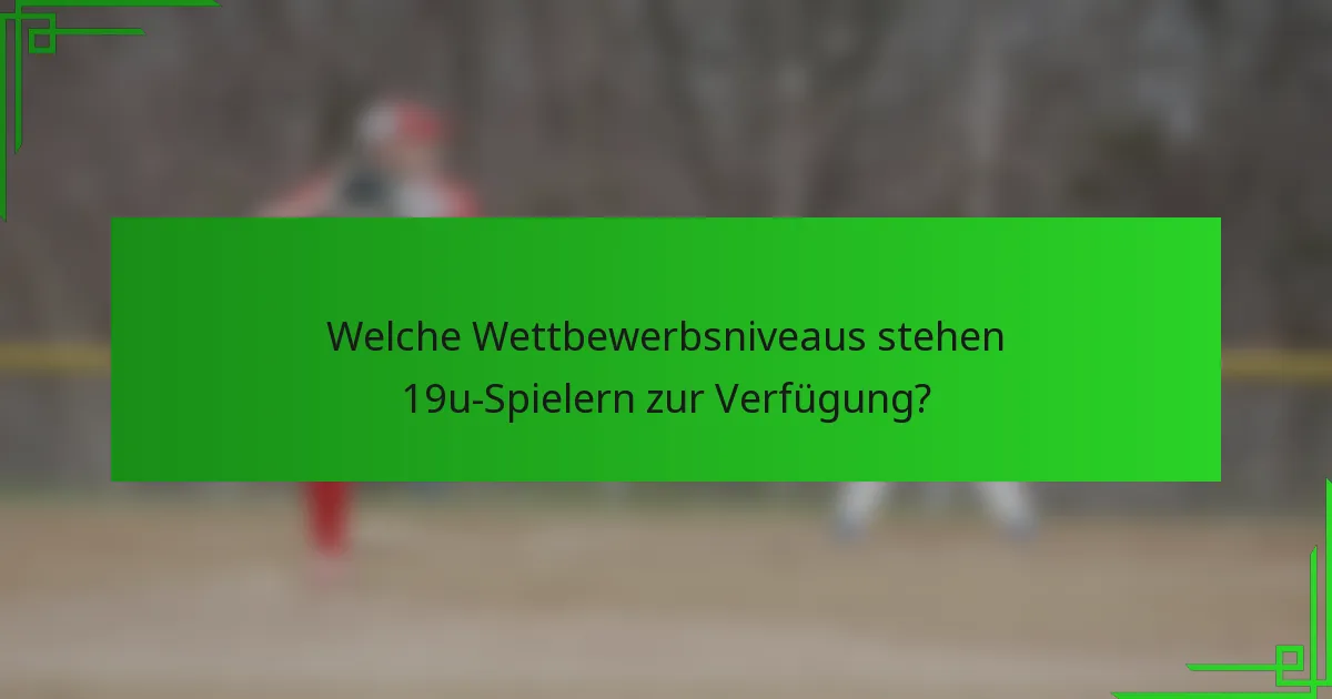 Welche Wettbewerbsniveaus stehen 19u-Spielern zur Verfügung?