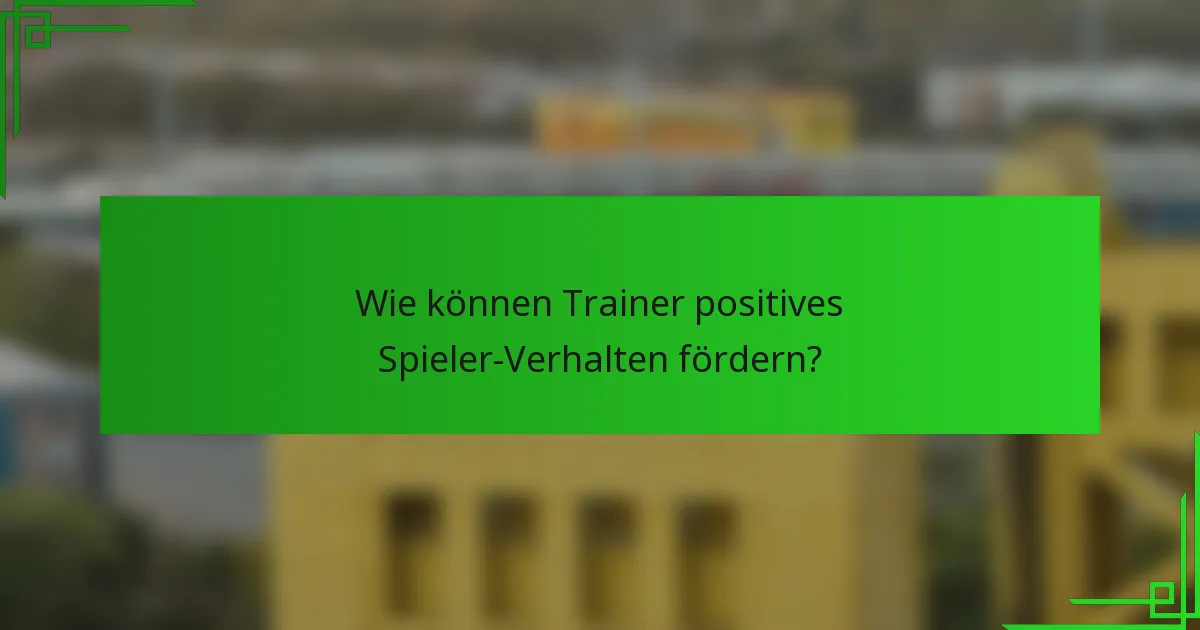 Wie können Trainer positives Spieler-Verhalten fördern?